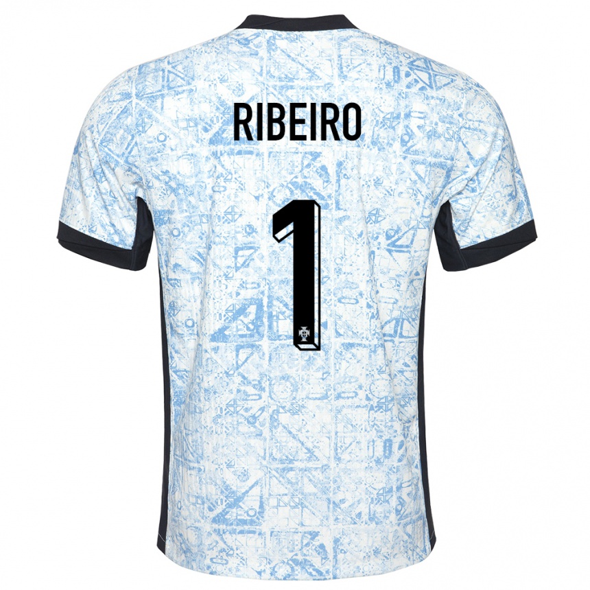 Kids Football Portugal Goncalo Ribeiro #1 Cream Blue Away Jersey 24-26 T-Shirt Australia