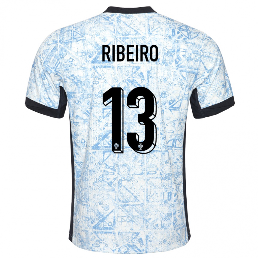 Kids Football Portugal Antonio Ribeiro #13 Cream Blue Away Jersey 24-26 T-Shirt Australia