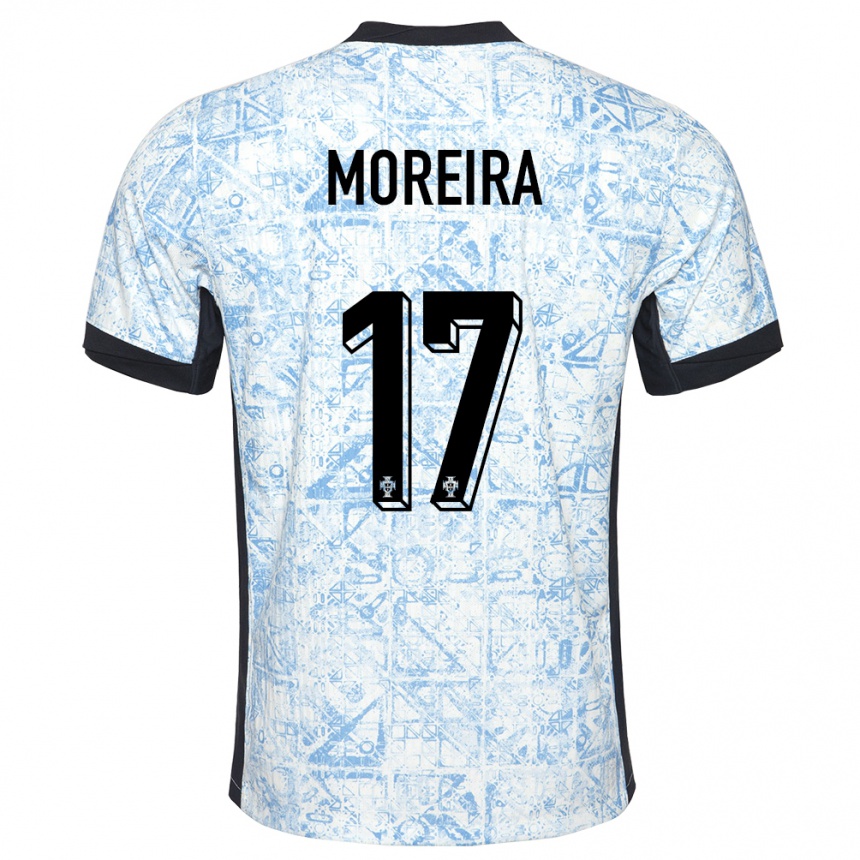 Kids Football Portugal Afonso Moreira #17 Cream Blue Away Jersey 24-26 T-Shirt Australia