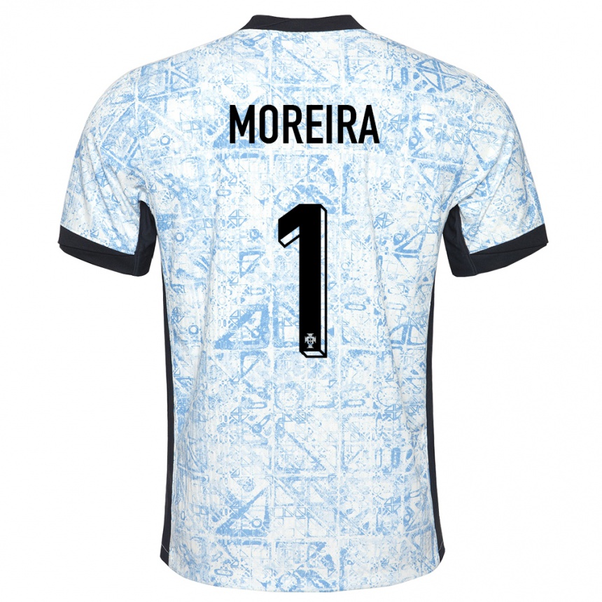 Kids Football Portugal Andre Moreira #1 Cream Blue Away Jersey 24-26 T-Shirt Australia