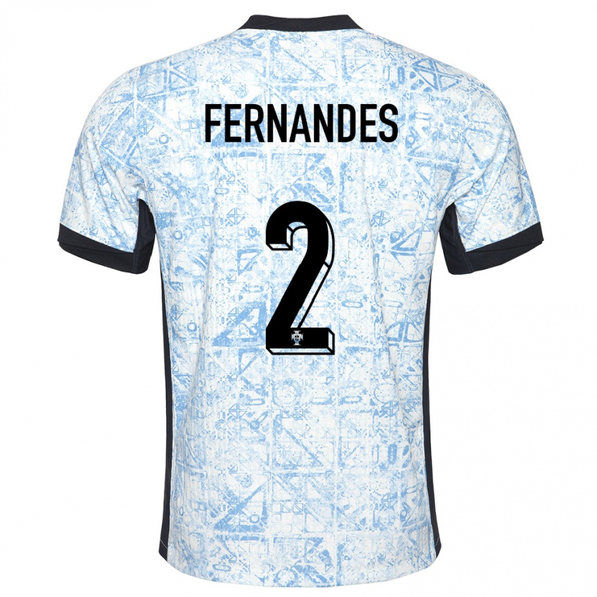 Kids Football Portugal Martim Fernandes #2 Cream Blue Away Jersey 24-26 T-Shirt Australia