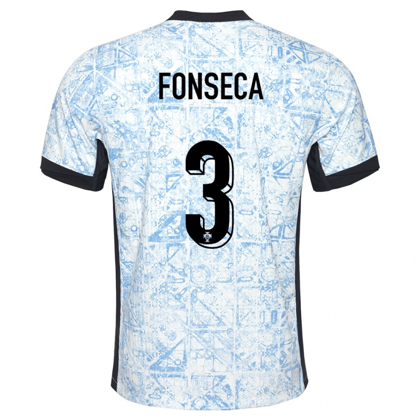 Kids Football Portugal Joao Fonseca #3 Cream Blue Away Jersey 24-26 T-Shirt Australia