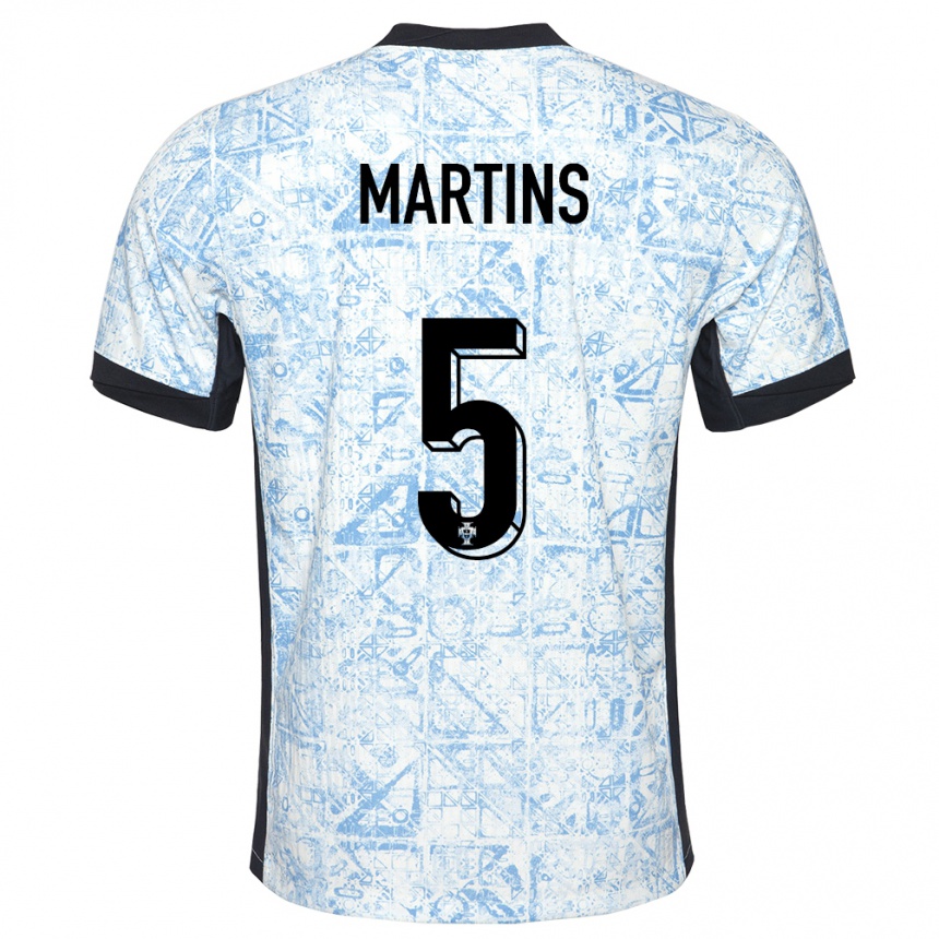 Kids Football Portugal Leandro Martins #5 Cream Blue Away Jersey 24-26 T-Shirt Australia