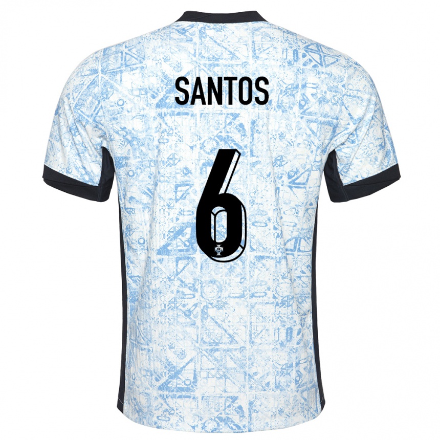 Kids Football Portugal Vasco Santos #6 Cream Blue Away Jersey 24-26 T-Shirt Australia