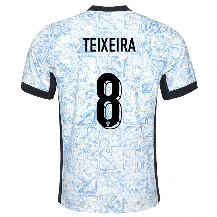 Kids Football Portugal Joao Teixeira #8 Cream Blue Away Jersey 24-26 T-Shirt Australia