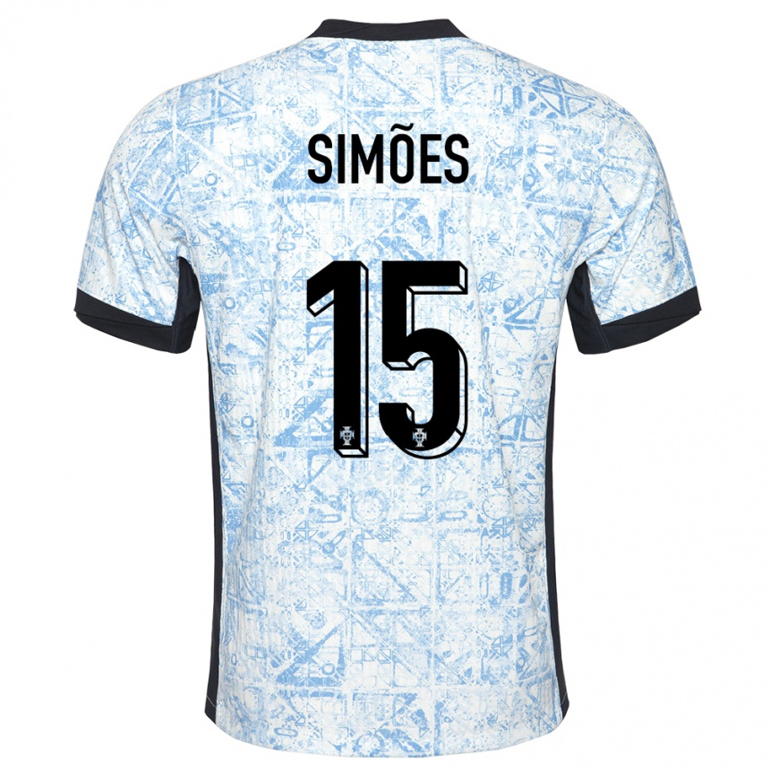 Kids Football Portugal Joao Simoes #15 Cream Blue Away Jersey 24-26 T-Shirt Australia