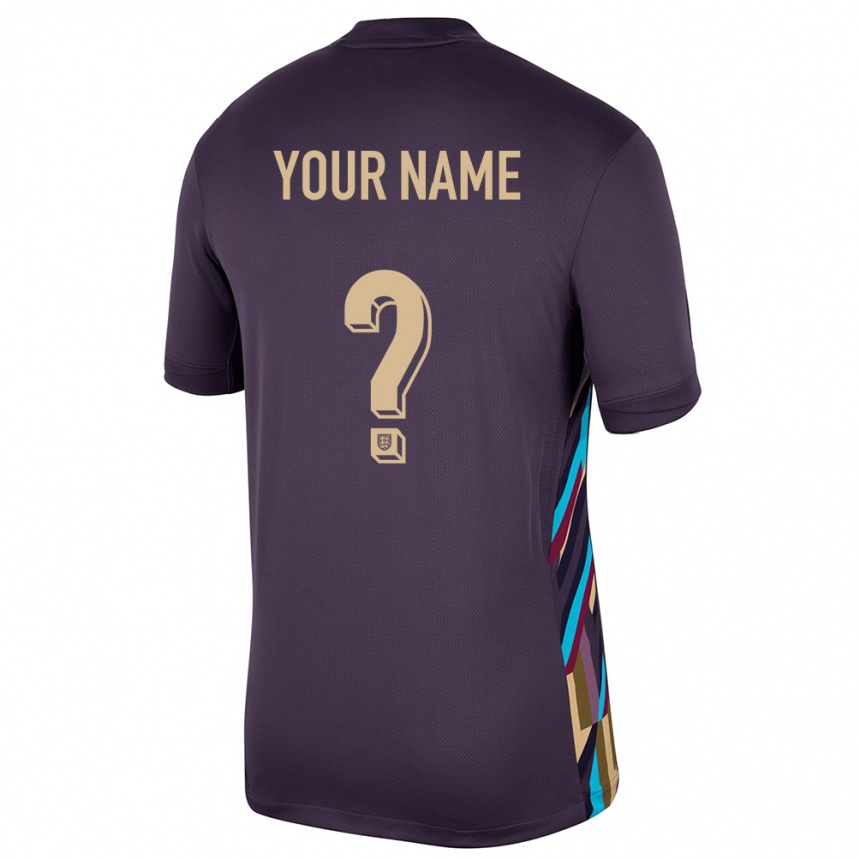 Kids Football England Your Name #0 Dark Raisin Away Jersey 24-26 T-Shirt Australia