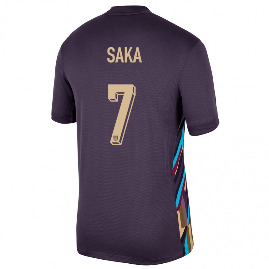 Kids Football England Bukayo Saka #7 Dark Raisin Away Jersey 24-26 T-Shirt Australia