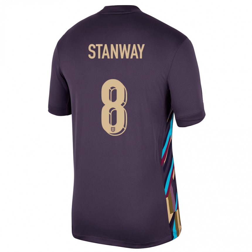 Kids Football England Georgia Stanway #8 Dark Raisin Away Jersey 24-26 T-Shirt Australia