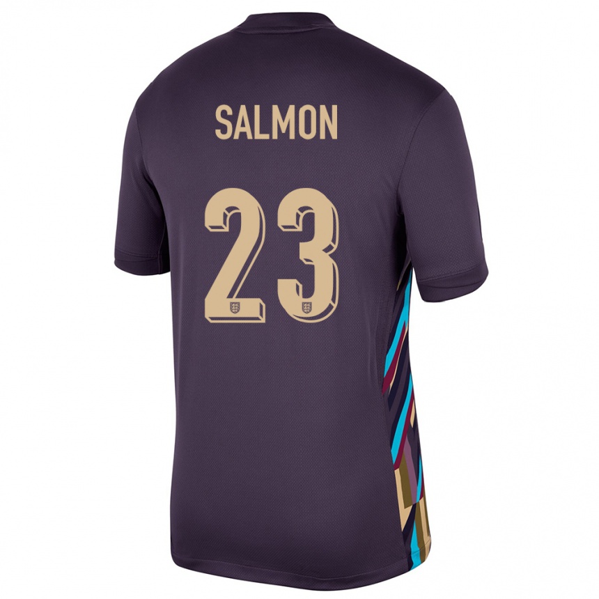 Kids Football England Ebony Salmon #23 Dark Raisin Away Jersey 24-26 T-Shirt Australia