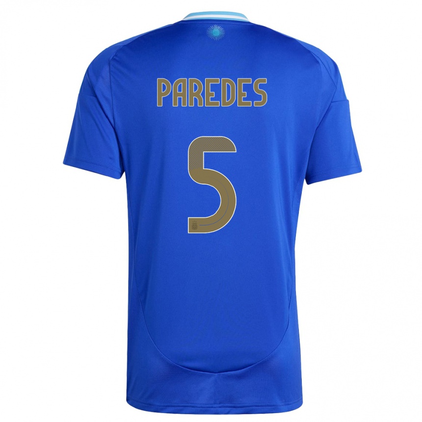 Kids Football Argentina Leandro Paredes #5 Blue Away Jersey 24-26 T-Shirt Australia