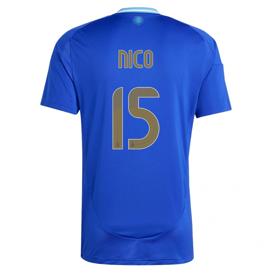 Kids Football Argentina Nico #15 Blue Away Jersey 24-26 T-Shirt Australia