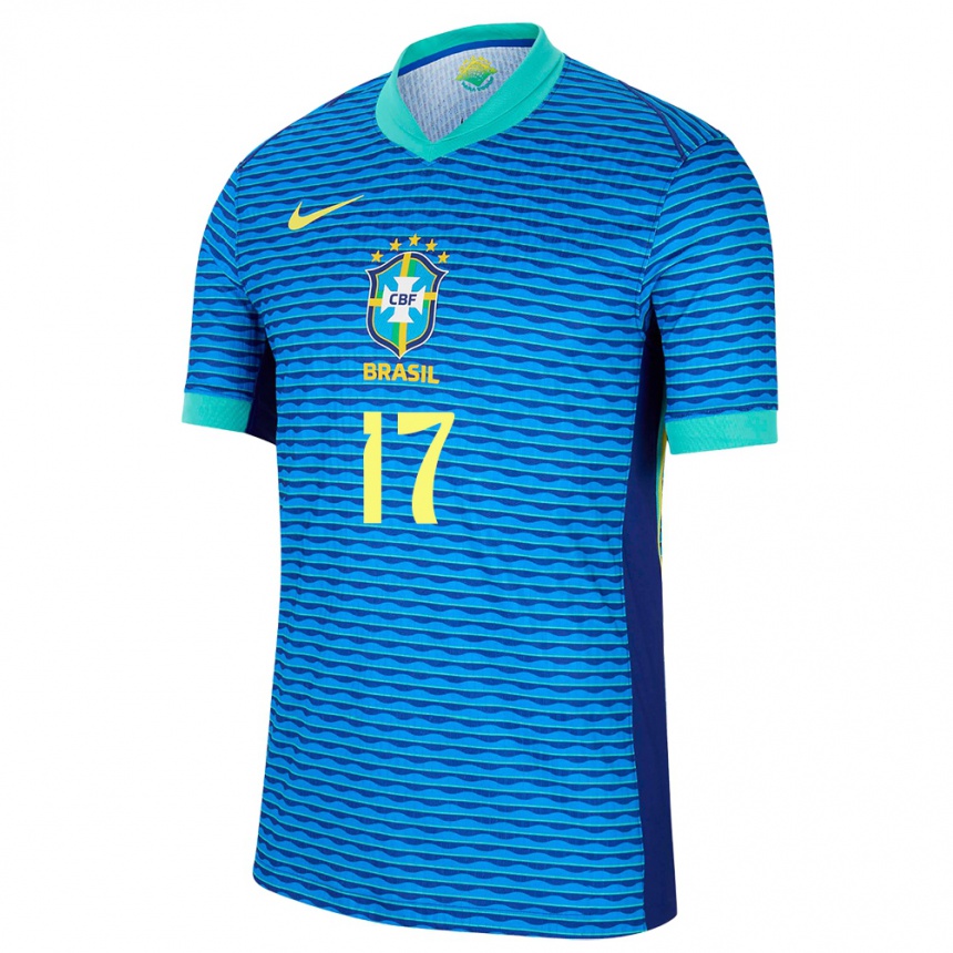 Kids Football Brazil Juninho #17 Blue Away Jersey 24-26 T-Shirt Australia