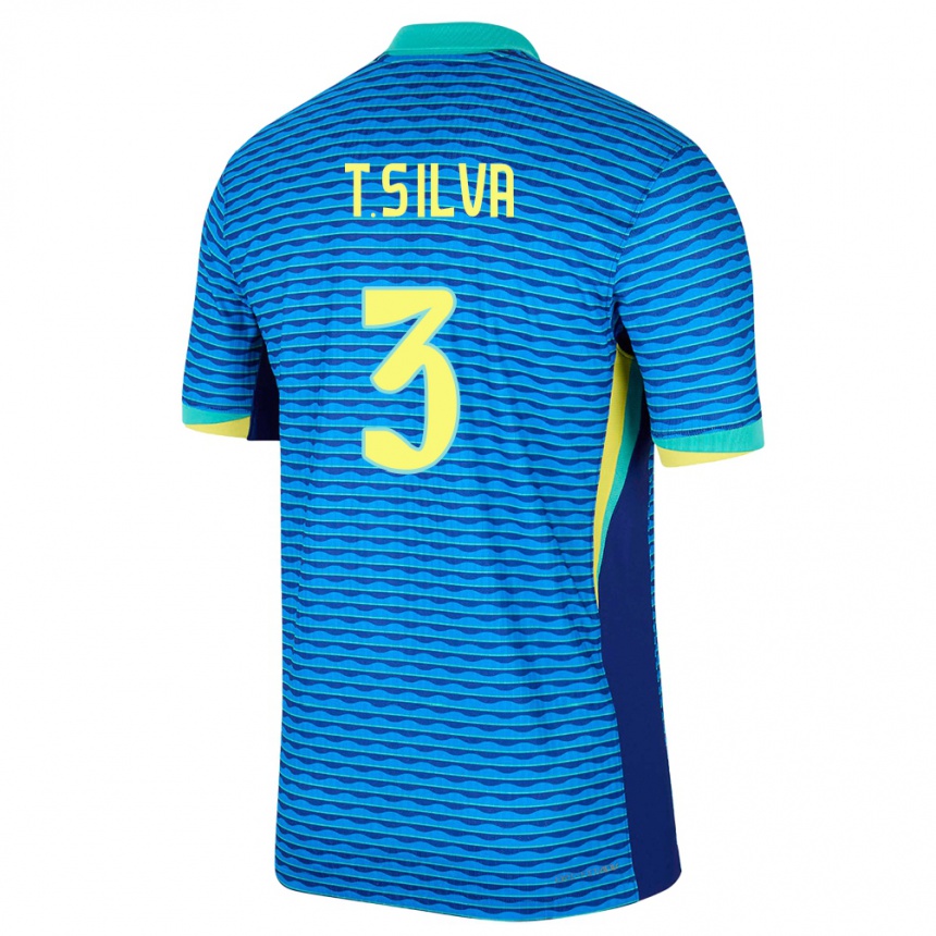 Kids Football Brazil Thiago Silva #3 Blue Away Jersey 24-26 T-Shirt Australia