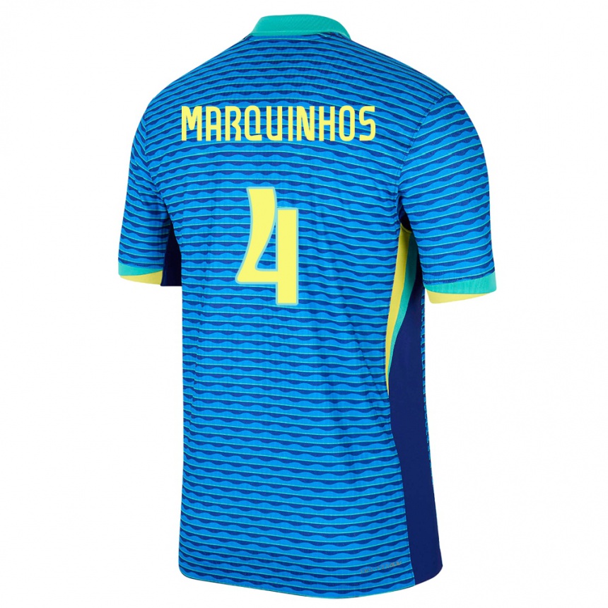 Kids Football Brazil Marquinhos #4 Blue Away Jersey 24-26 T-Shirt Australia