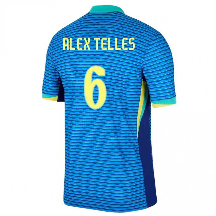 Kids Football Brazil Alex Telles #6 Blue Away Jersey 24-26 T-Shirt Australia