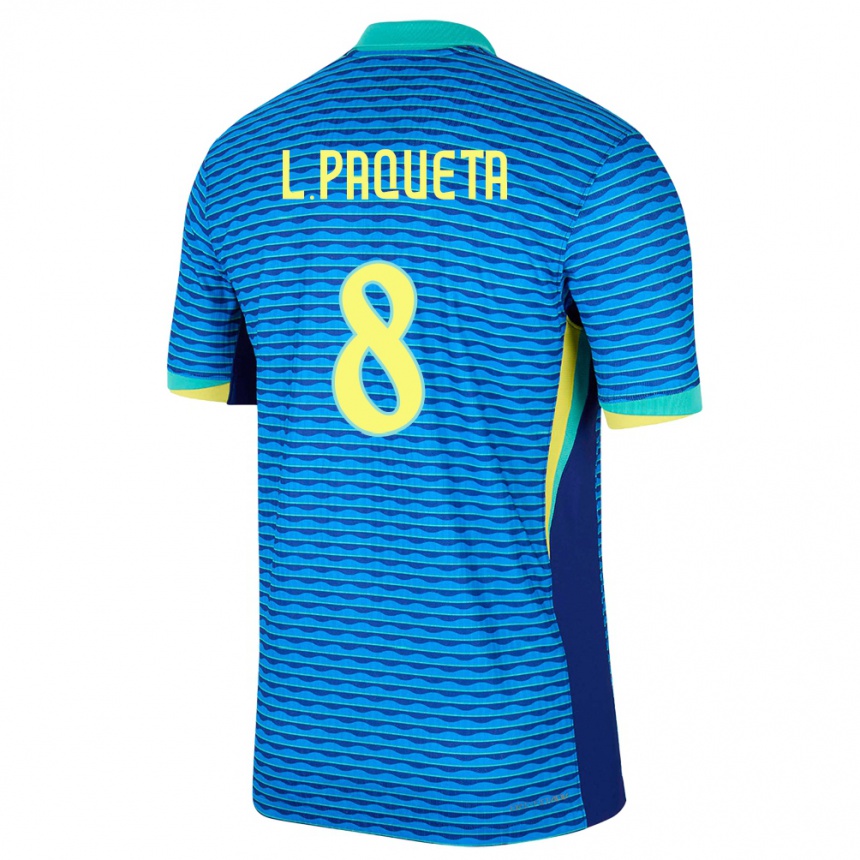 Kids Football Brazil Lucas Paqueta #8 Blue Away Jersey 24-26 T-Shirt Australia