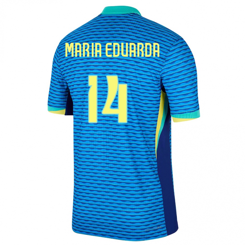 Kids Football Brazil Maria Eduarda #14 Blue Away Jersey 24-26 T-Shirt Australia