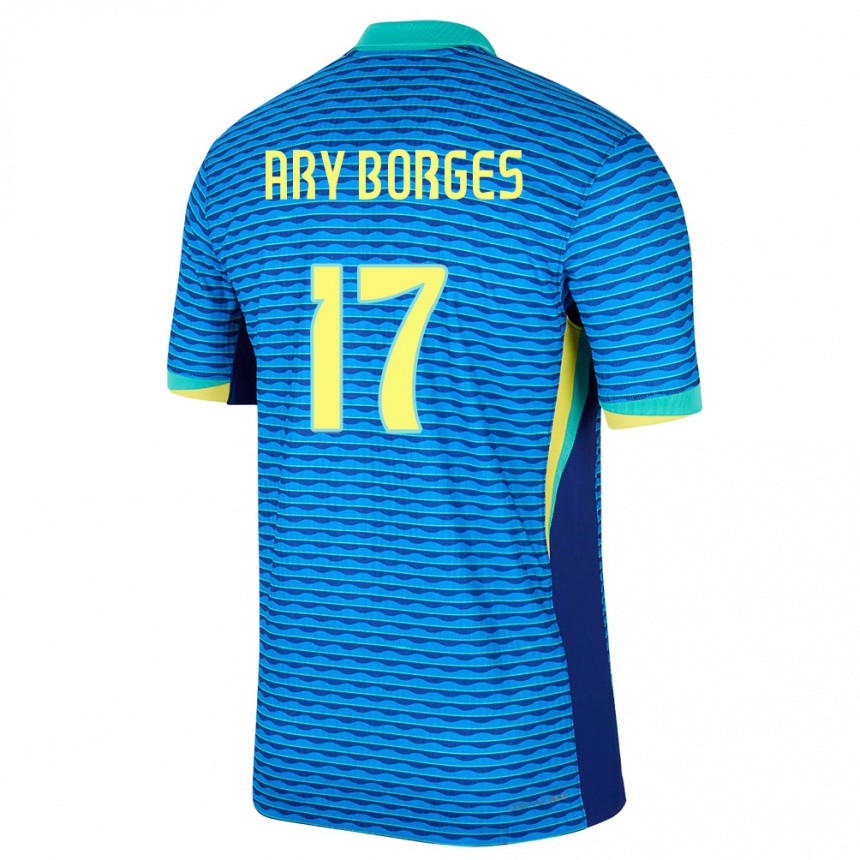 Kids Football Brazil Ary Borges #17 Blue Away Jersey 24-26 T-Shirt Australia