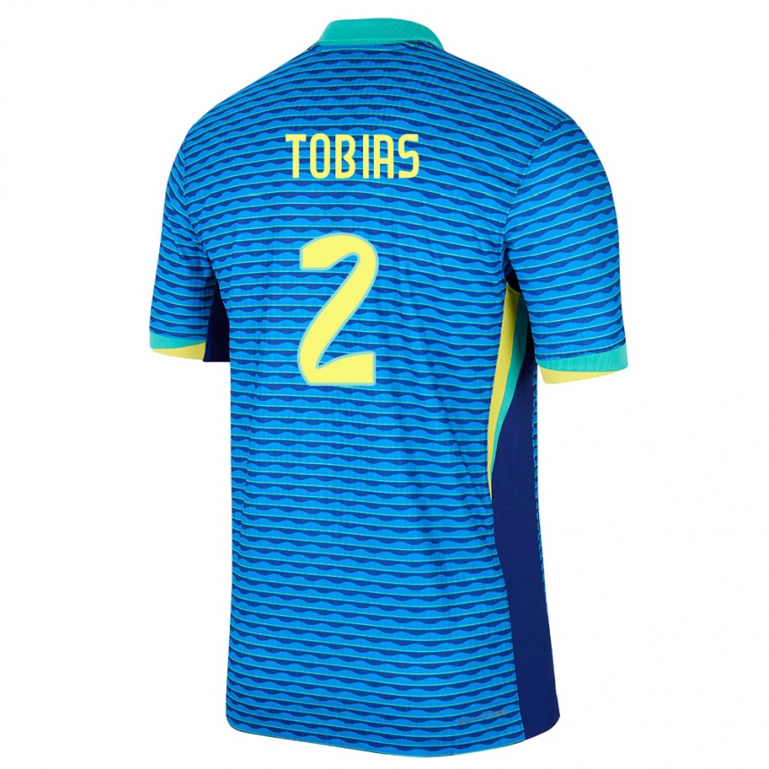 Kids Football Brazil Vinicius Tobias #2 Blue Away Jersey 24-26 T-Shirt Australia