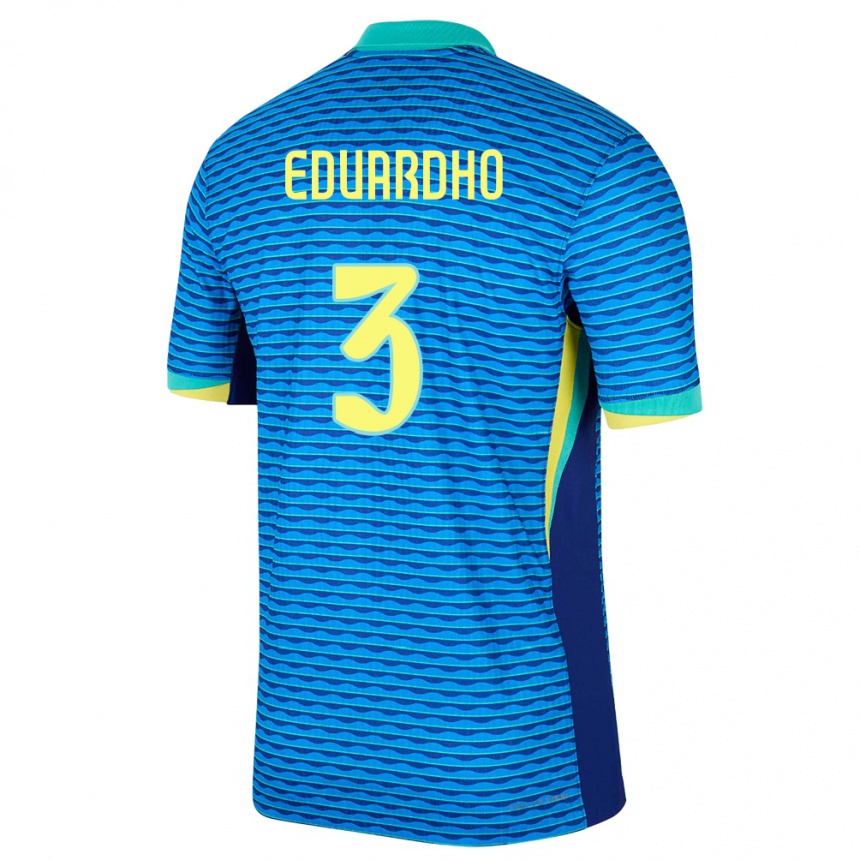 Kids Football Brazil Eduardho #3 Blue Away Jersey 24-26 T-Shirt Australia