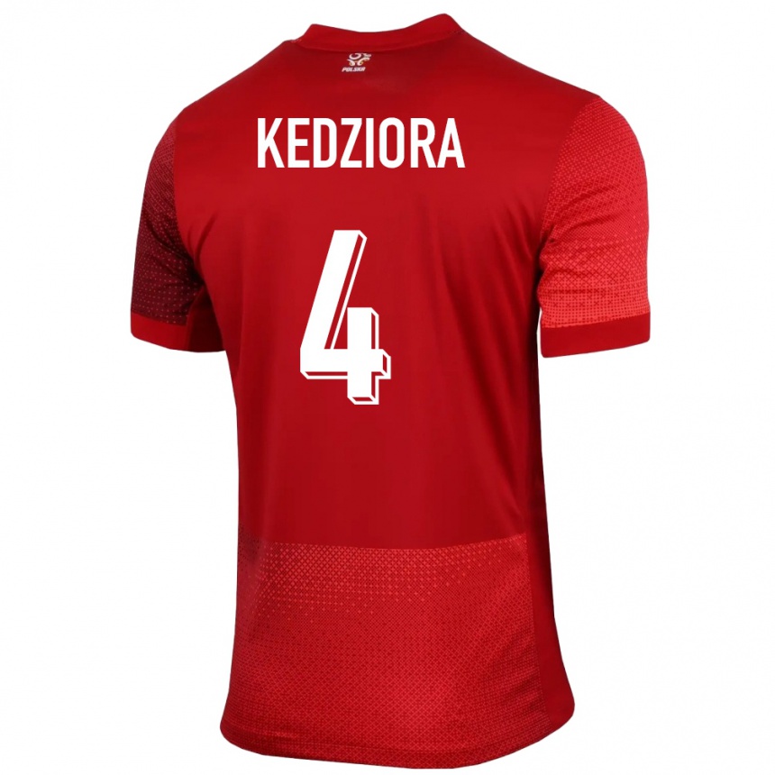 Kids Football Poland Tomasz Kedziora #4 Red Away Jersey 24-26 T-Shirt Australia