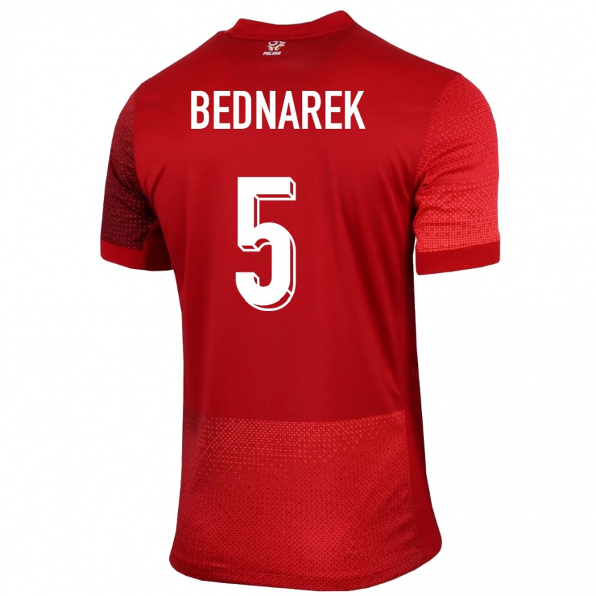 Kids Football Poland Jan Bednarek #5 Red Away Jersey 24-26 T-Shirt Australia