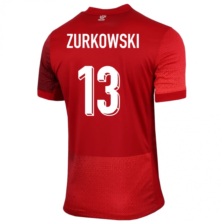 Kids Football Poland Szymon Zurkowski #13 Red Away Jersey 24-26 T-Shirt Australia