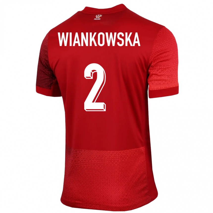 Kids Football Poland Martyna Wiankowska #2 Red Away Jersey 24-26 T-Shirt Australia