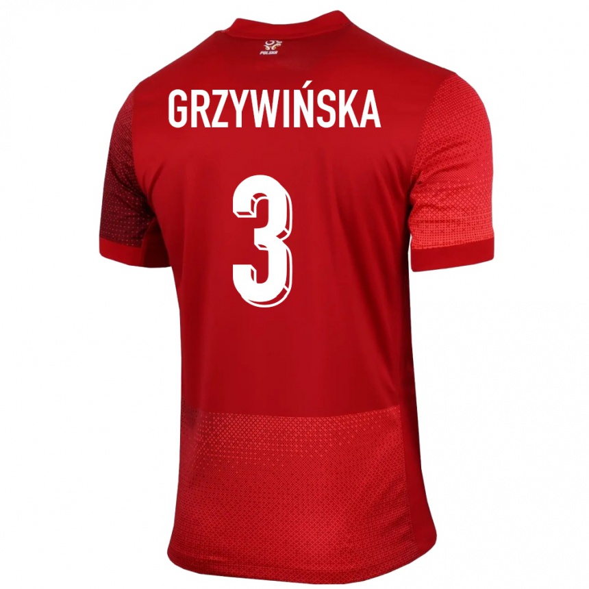 Kids Football Poland Gabriela Grzywinska #3 Red Away Jersey 24-26 T-Shirt Australia