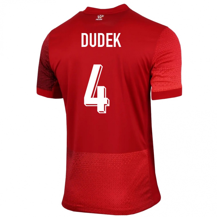 Kids Football Poland Paulina Dudek #4 Red Away Jersey 24-26 T-Shirt Australia