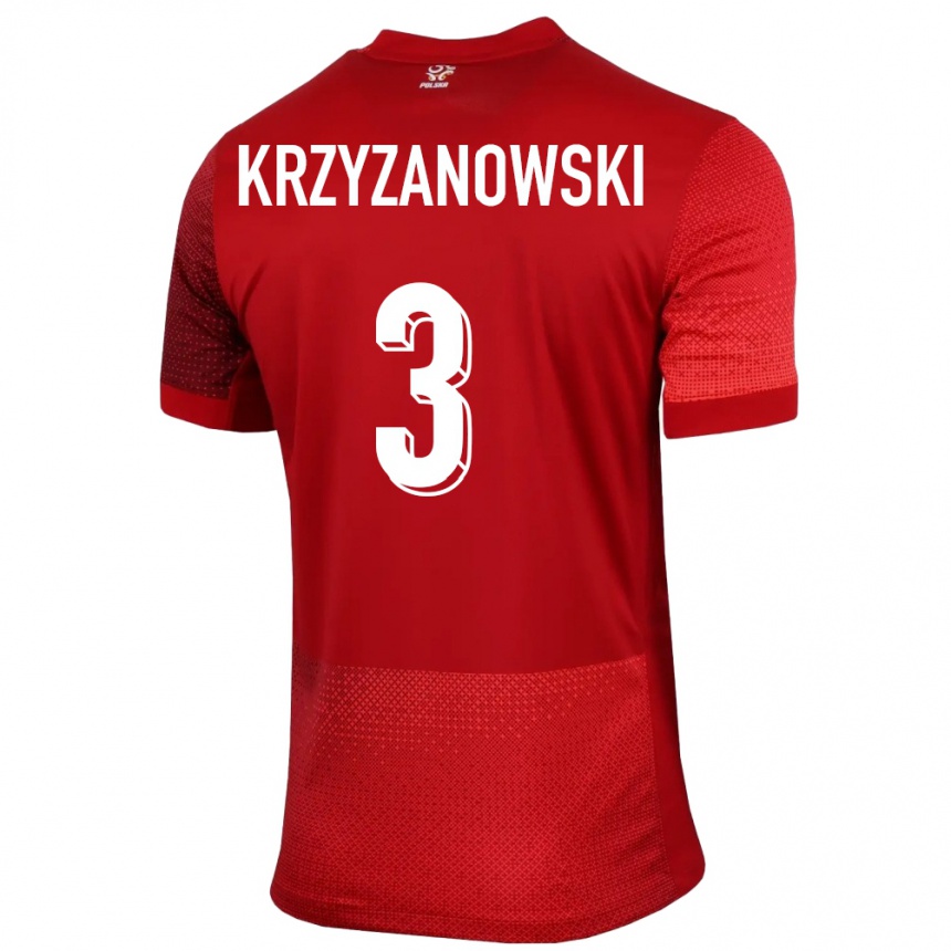 Kids Football Poland Jakub Krzyzanowski #3 Red Away Jersey 24-26 T-Shirt Australia