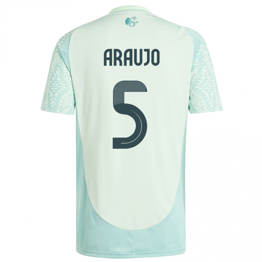 Kids Football Mexico Julian Araujo #5 Linen Green Away Jersey 24-26 T-Shirt Australia