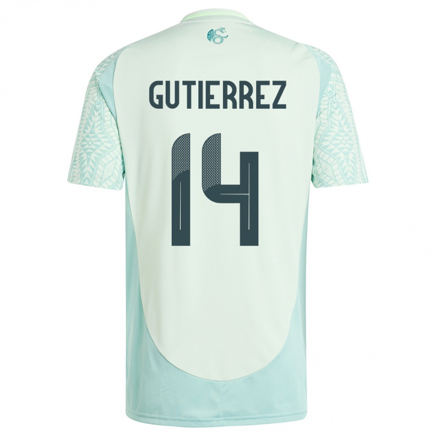 Kids Football Mexico Erick Gutierrez #14 Linen Green Away Jersey 24-26 T-Shirt Australia