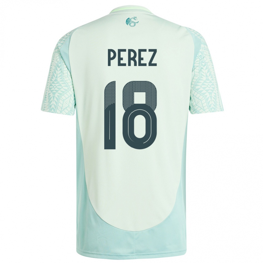 Kids Football Mexico Jonathan Perez #18 Linen Green Away Jersey 24-26 T-Shirt Australia