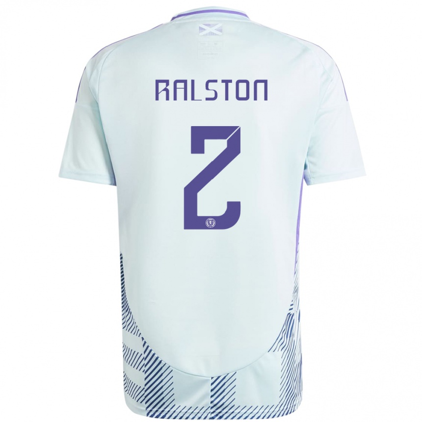 Kids Football Scotland Anthony Ralston #2 Light Mint Blue Away Jersey 24-26 T-Shirt Australia