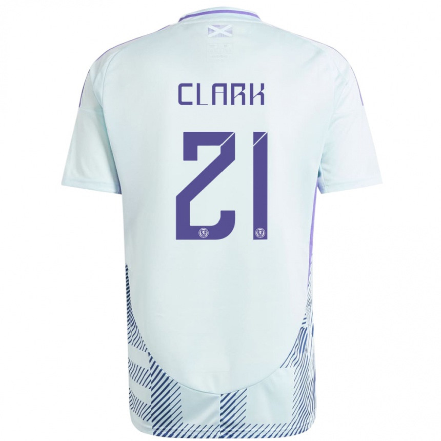 Kids Football Scotland Zander Clark #21 Light Mint Blue Away Jersey 24-26 T-Shirt Australia