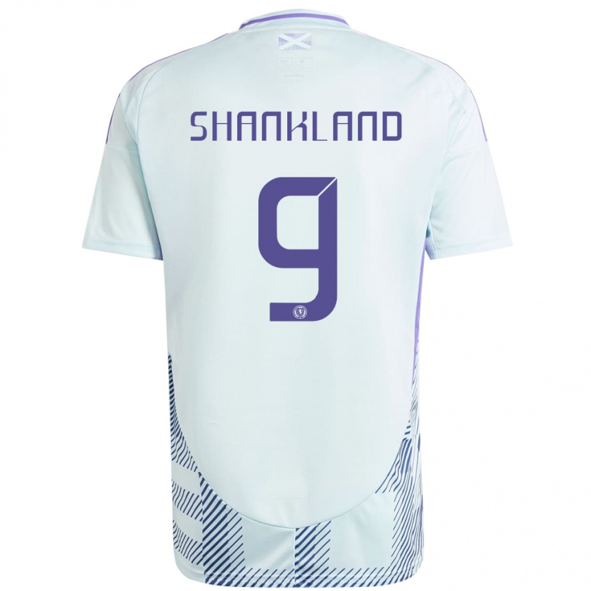 Kids Football Scotland Lawrence Shankland #9 Light Mint Blue Away Jersey 24-26 T-Shirt Australia