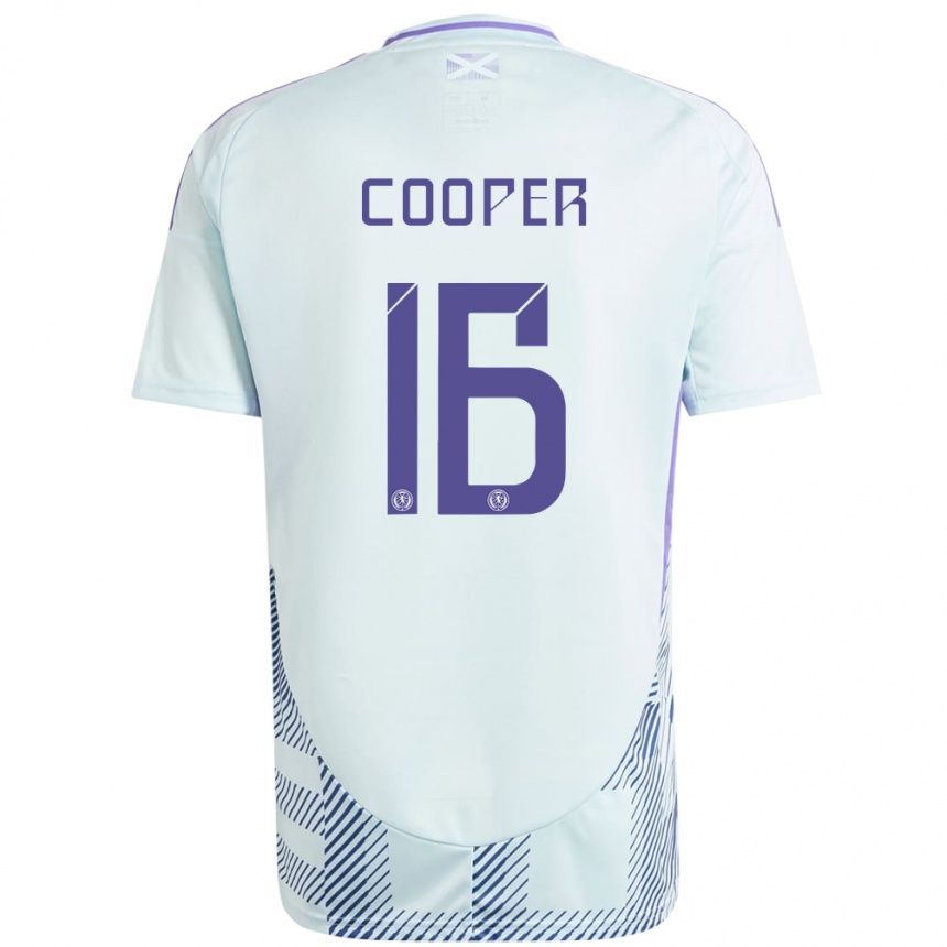 Kids Football Scotland Liam Cooper #16 Light Mint Blue Away Jersey 24-26 T-Shirt Australia