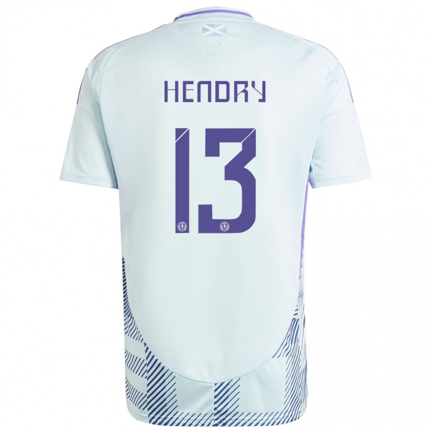 Kids Football Scotland Jack Hendry #13 Light Mint Blue Away Jersey 24-26 T-Shirt Australia