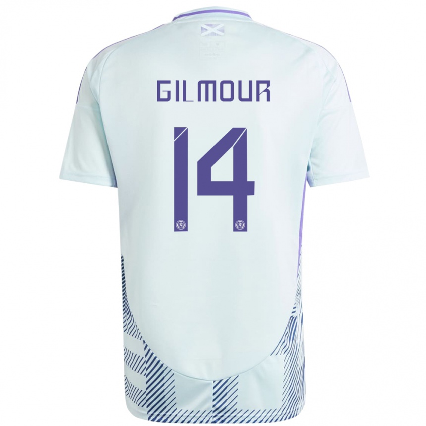 Kids Football Scotland Billy Gilmour #14 Light Mint Blue Away Jersey 24-26 T-Shirt Australia