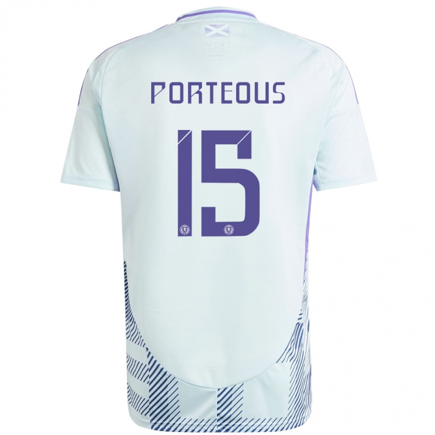 Kids Football Scotland Ryan Porteous #15 Light Mint Blue Away Jersey 24-26 T-Shirt Australia