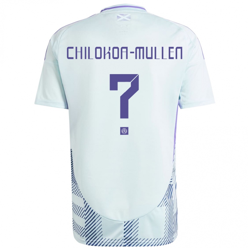 Kids Football Scotland Jeremiah Chilokoa-Mullen #0 Light Mint Blue Away Jersey 24-26 T-Shirt Australia