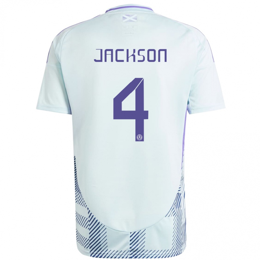 Kids Football Scotland Louis Jackson #4 Light Mint Blue Away Jersey 24-26 T-Shirt Australia