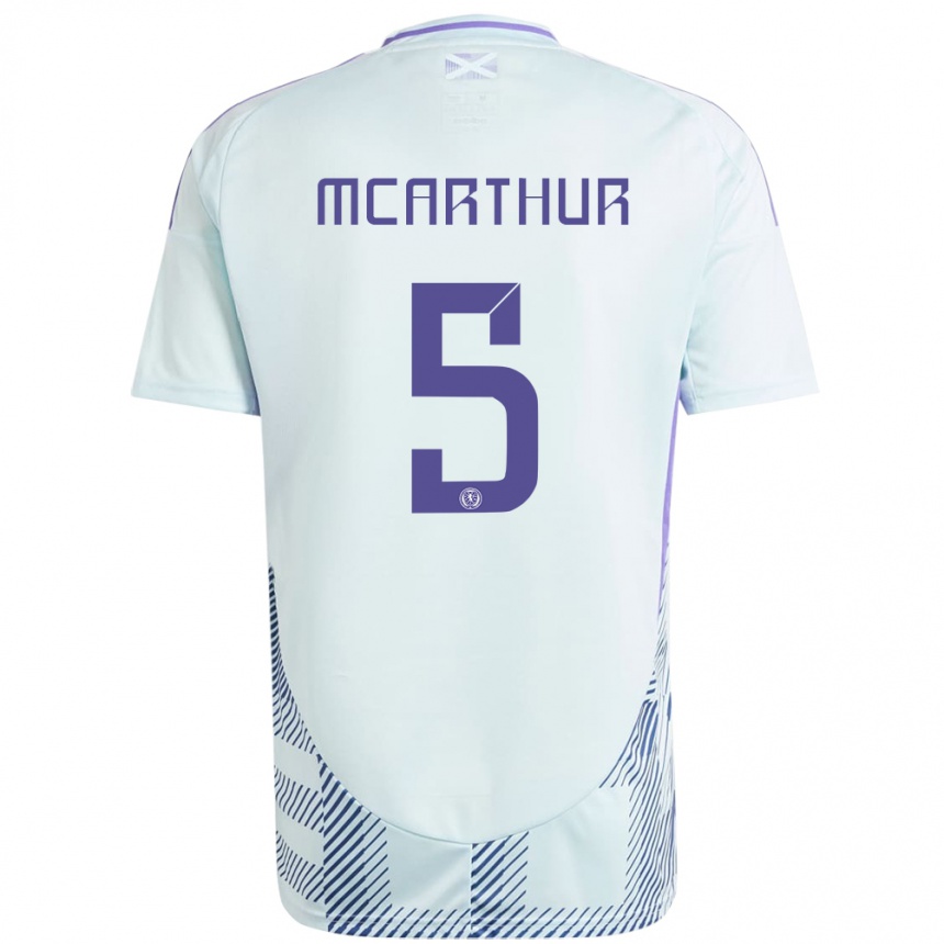 Kids Football Scotland Charlie Mcarthur #5 Light Mint Blue Away Jersey 24-26 T-Shirt Australia