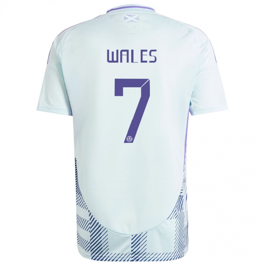 Kids Football Scotland Bobby Wales #7 Light Mint Blue Away Jersey 24-26 T-Shirt Australia