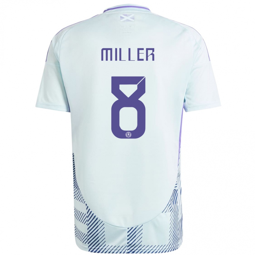 Kids Football Scotland Lennon Miller #8 Light Mint Blue Away Jersey 24-26 T-Shirt Australia