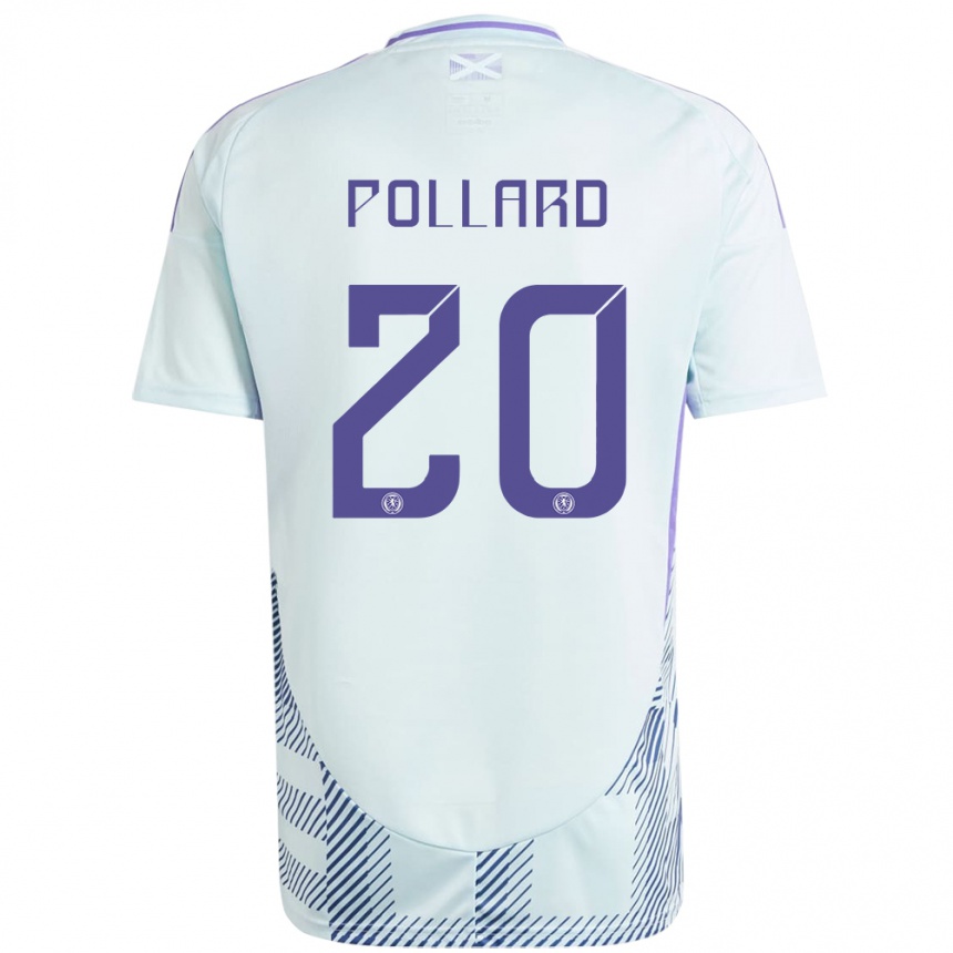 Kids Football Scotland Lancelot Pollard #20 Light Mint Blue Away Jersey 24-26 T-Shirt Australia