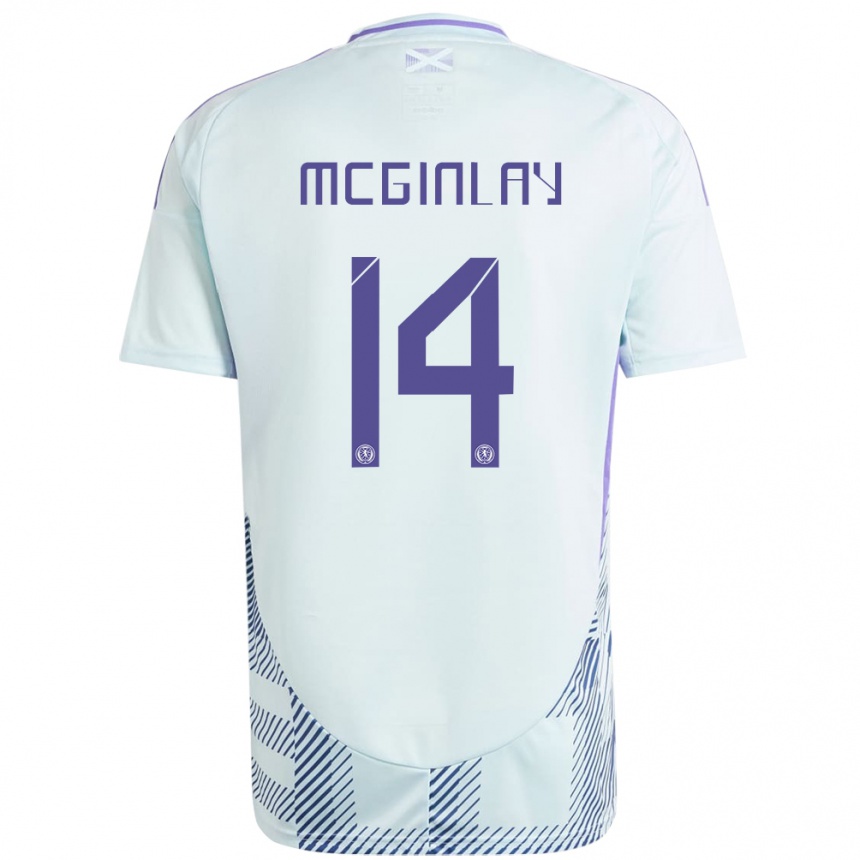 Kids Football Scotland Aiden Mcginlay #14 Light Mint Blue Away Jersey 24-26 T-Shirt Australia