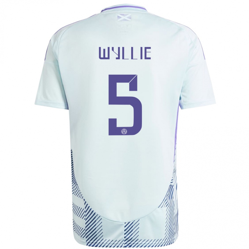 Kids Football Scotland Jack Wyllie #5 Light Mint Blue Away Jersey 24-26 T-Shirt Australia